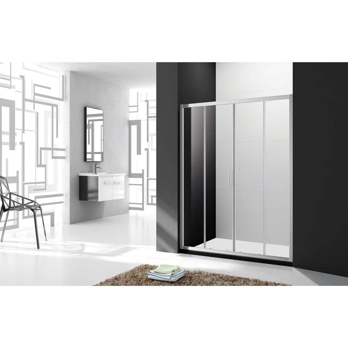 Душевая дверь Cezares (Цезарис) MOLVENO-BF-2-160-C-Cr-IV цвет профиля хром, стекло прозрачное 6 мм 195х160 см