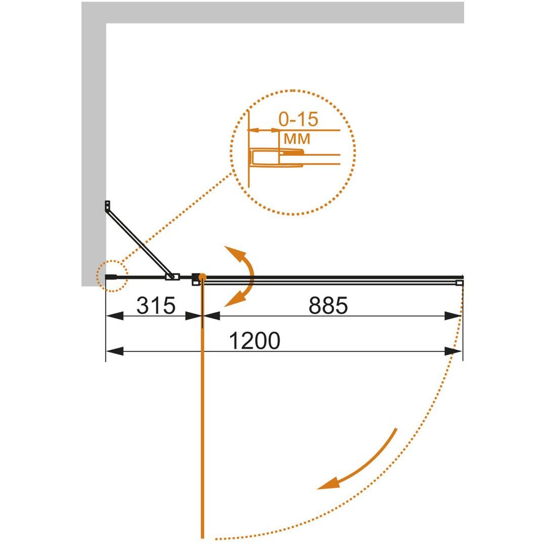 Душевая шторка на ванну Cezares (Цезарис) Eco-O-V-11-120/140-P-Cr-L, цвет профиля хром, стекло матовое 6 мм 140х120 см