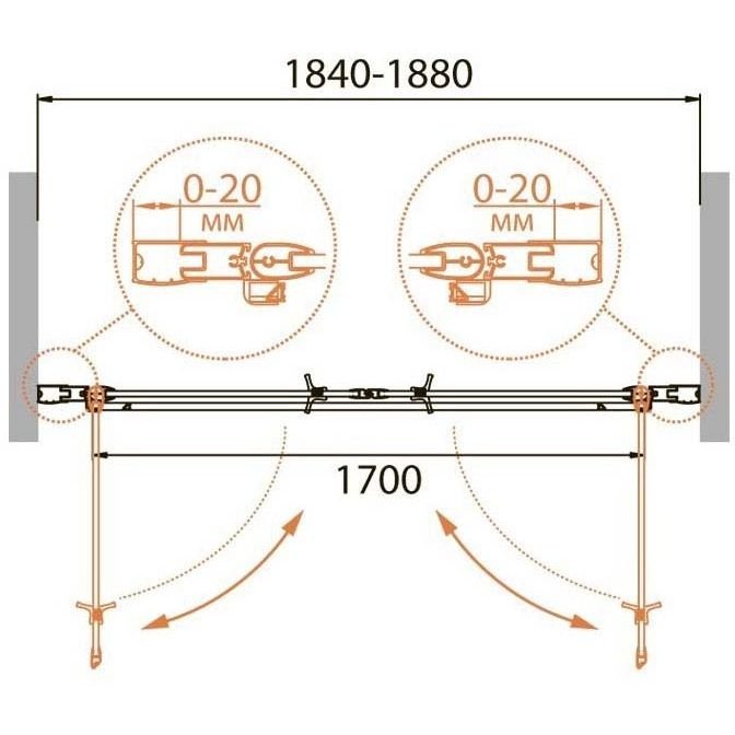 Душевая дверь Cezares (Цезарис) RELAX-B-2-180-C-Bi цвет профиля серый, стекло прозрачное 5 мм 185х185 см