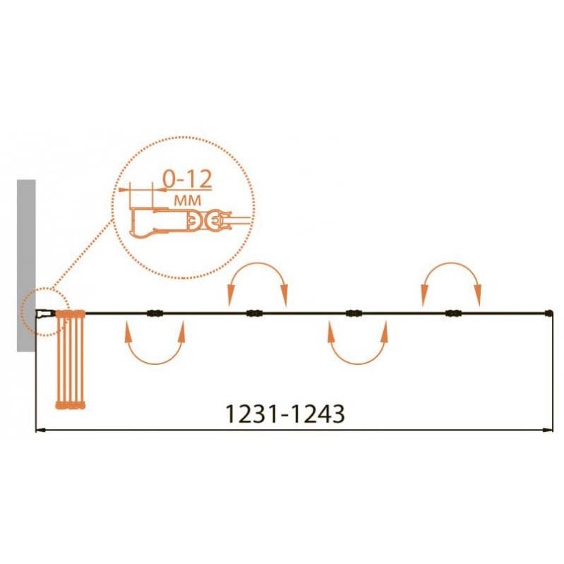 Шторка на ванну Cezares (Цезарис) RELAX-V-5-120/140-C-Bi цвет профиля серый, стекло прозрачное 4 мм 140х120 см