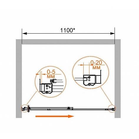 Душевая дверь Cezares (Цезарис) RETRO-BF-1-110-PP-Cr цвет профиля хром, стекло матовое 8 мм 195х110 см