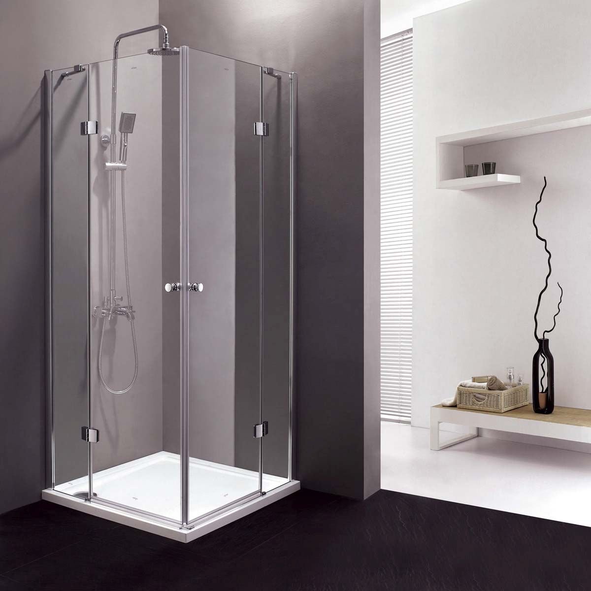 Душевой уголок Cezares (Цезарис) VERONA-W-A-2-100-C-Cr цвет профиля хром, стекло прозрачное 6 мм 100х200х100 см