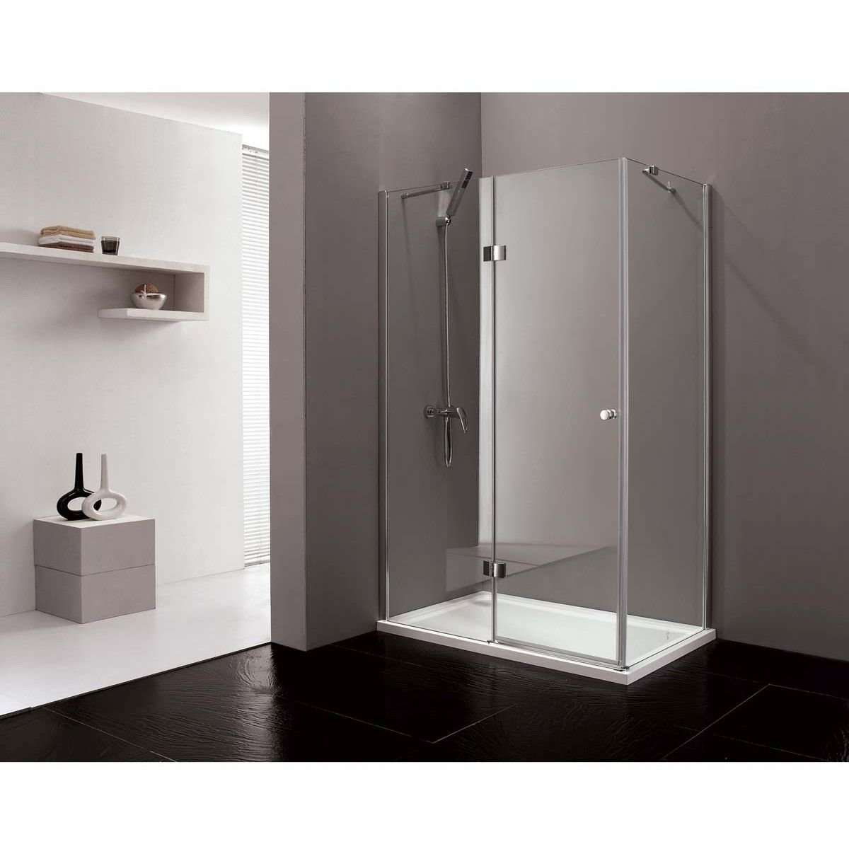 Душевой уголок Cezares (Цезарис) VERONA-W-AH-1-100/80-P-Cr-R цвет профиля хром, стекло матовое 6 мм 100х200х80 см