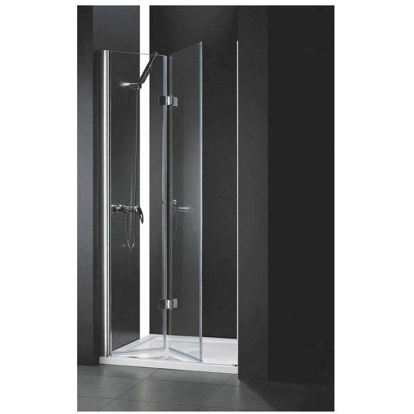 Дверное полотно Cezares (Цезарис) ELENA-W-50/50-C-Cr цвет профиля хром, стекло прозрачное 6 мм 195х100 см