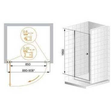 Дверное полотно Cezares (Цезарис) ELENA-W-60-P-Cr-L цвет профиля хром, стекло матовое 6 мм 195х60 см