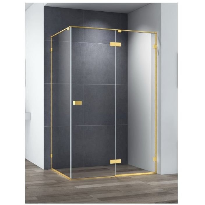 Душевой уголок Cezares (Цезарис) Bellagio-AH-1-120/90-C-BORO, цвет профиля брашированное золото, стекло прозрачное 8 мм 120х197х90 см