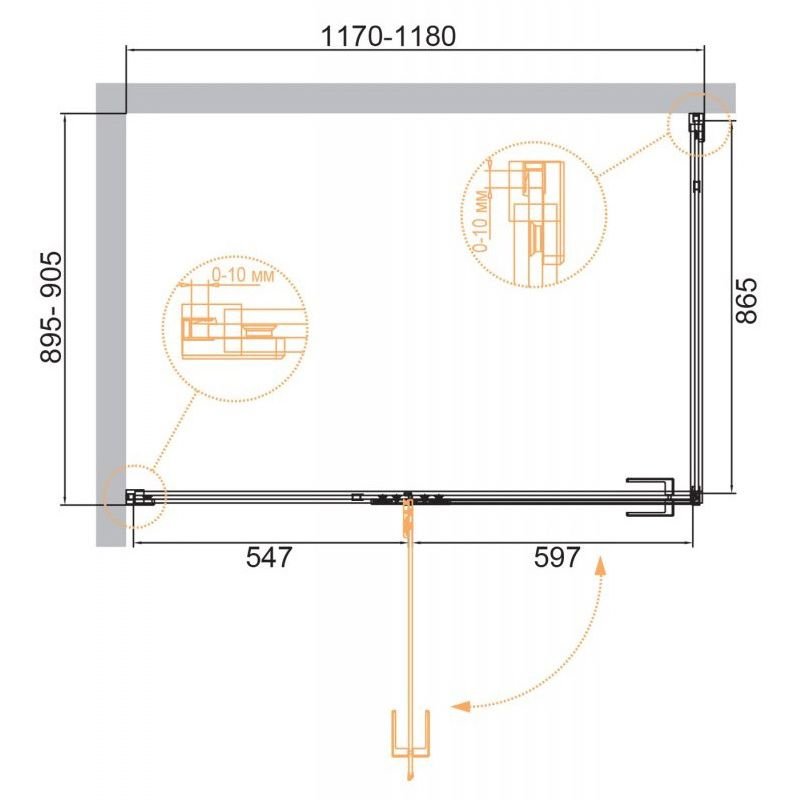 Душевой уголок Cezares (Цезарис) Bellagio-AH-1-120/90-C-BORO, цвет профиля брашированное золото, стекло прозрачное 8 мм 120х197х90 см