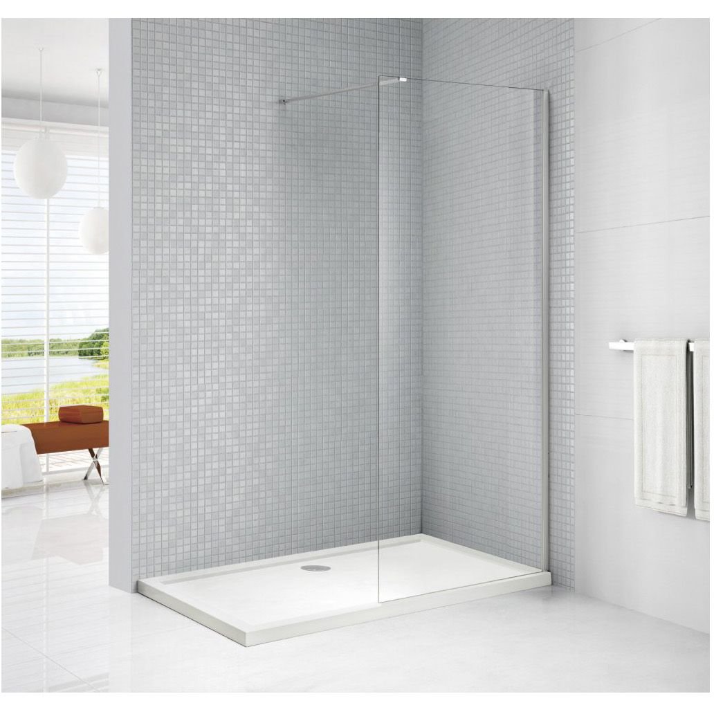 Душевая перегородка Cezares (Цезарис) Liberta-L-1-110-C-Cr с односторонним входом, цвет профиля хром, стекло прозрачное 8 мм 110x195 см