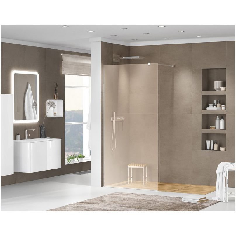 Душевая перегородка Cezares (Цезарис) Liberta-L-1-120-120-BR-Cr с односторонним входом, стекло бронза 8 мм, профиль хром 120x120x195 см