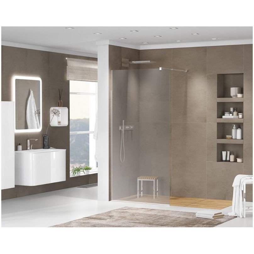 Душевая перегородка Cezares (Цезарис) Liberta-L-1-120-120-GR-Cr с односторонним входом, стекло графит 8 мм, профиль хром, 120x120x195 см