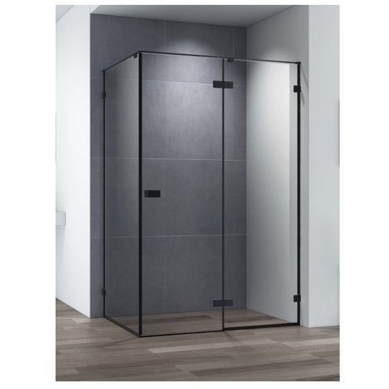 Душевой уголок Cezares (Цезарис) Bellagio-AH-1-140/100-C-NERO, цвет профиля черный матовый, стекло прозрачное 8 мм 1400х197х100 см