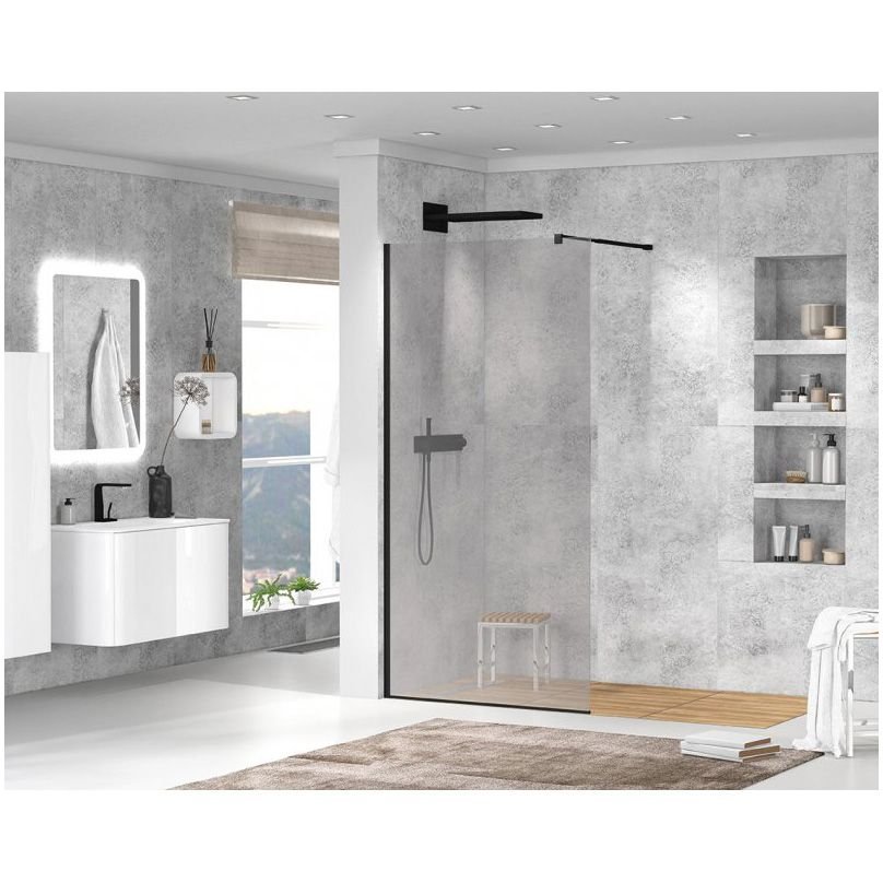 Душевая перегородка Cezares (Цезарис) Liberta-L-1-120-GR-NERO с односторонним входом, стекло графит 8 мм, профиль черный, 120x195 см