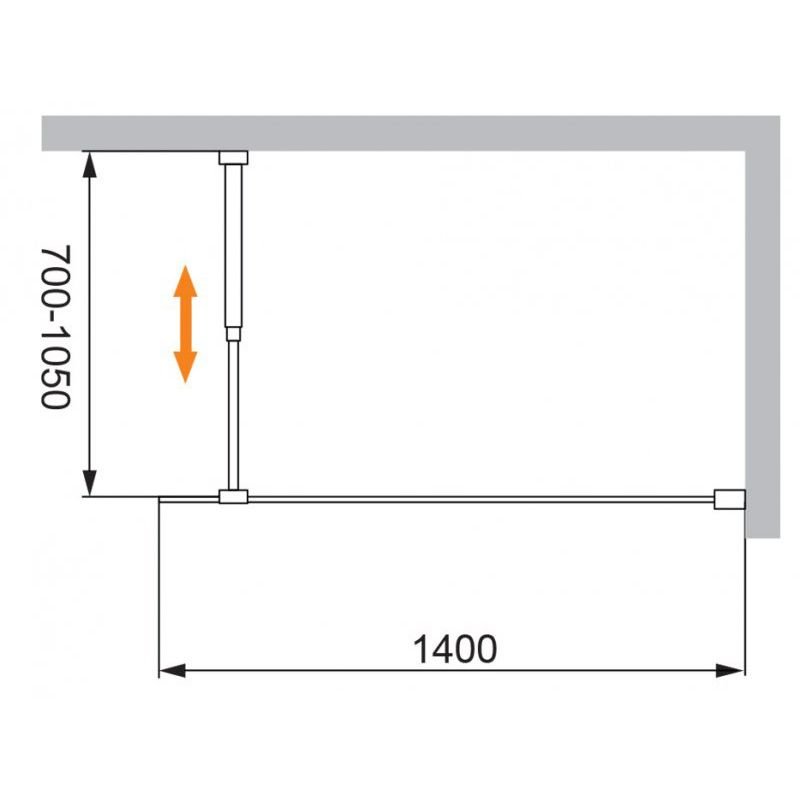 Душевая перегородка Cezares (Цезарис) Liberta-L-1-140-C-Cr с односторонним входом, цвет профиля хром, стекло прозрачное 8 мм 140x195 см