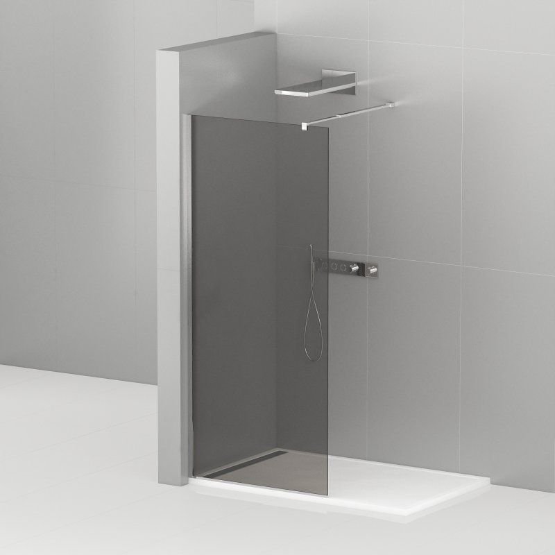 Душевая перегородка Cezares (Цезарис) Liberta-L-1-80-GR-Cr с односторонним входом, стекло графит 8 мм, профиль хром, 80x195 см