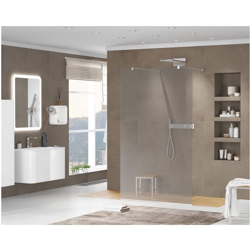 Душевая перегородка Cezares (Цезарис) Liberta-L-2-100-GR-Cr с возможностью двустороннего входа, стекло графит 8 мм, профиль хром, 100x195 см