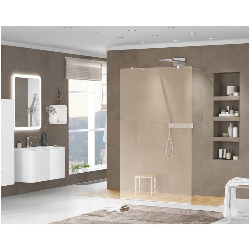 Душевая перегородка Cezares (Цезарис) Liberta-L-2-110-BR-Cr с возможностью двустороннего входа, стекло бронза 8 мм, профиль хром, 110x195 см