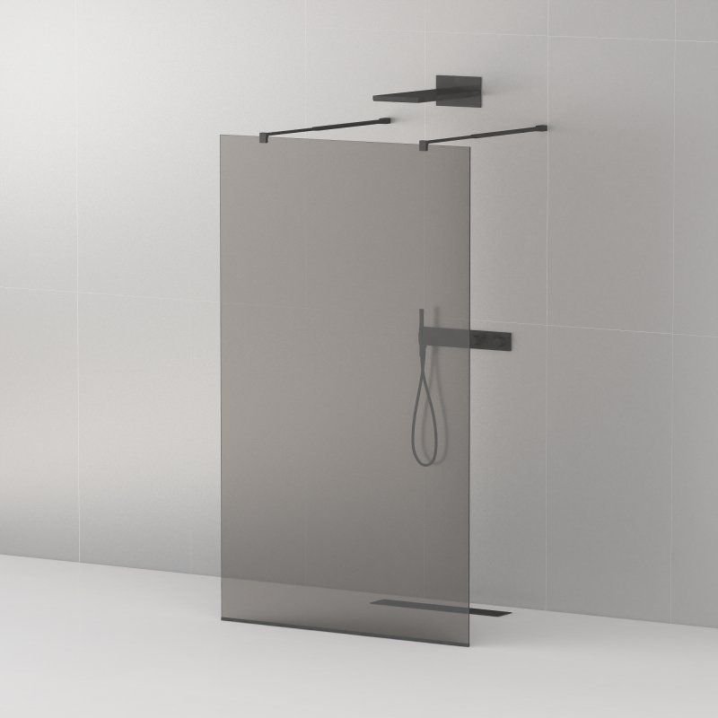 Душевая перегородка Cezares (Цезарис) Liberta-L-2-110-GR-NERO с возможностью двустороннего входа, стекло графит 8 мм, профиль черный, 110x195 см
