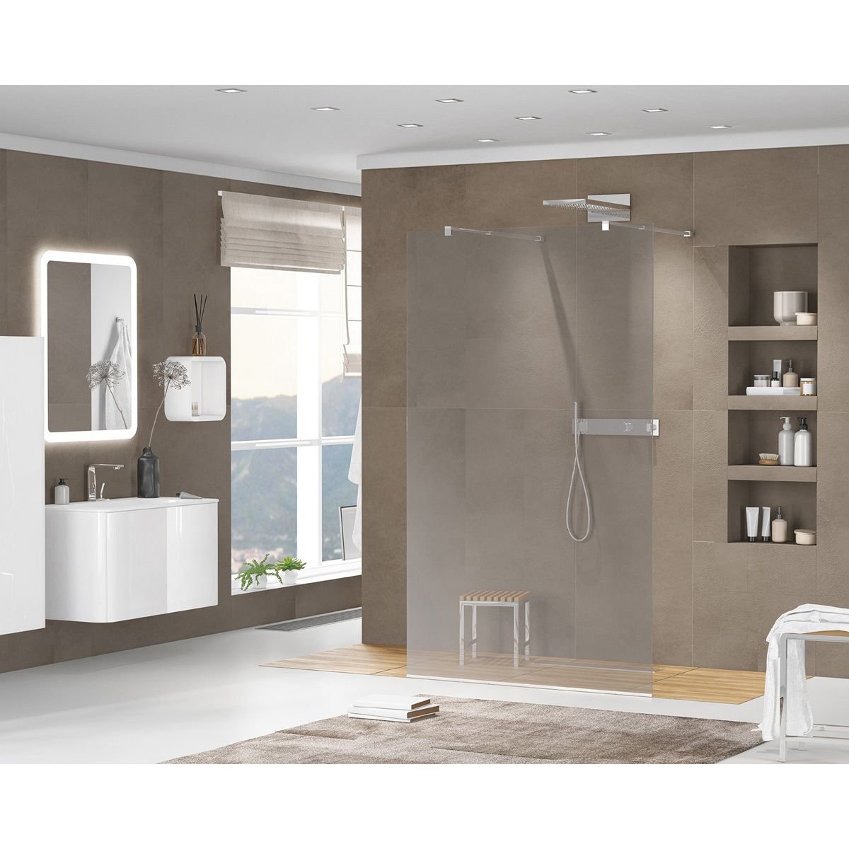 Душевая перегородка Cezares (Цезарис) Liberta-L-2-120-120-GR-Cr с возможностью двустороннего входа, стекло графит 8 мм, профиль хром, 120x120x195 см