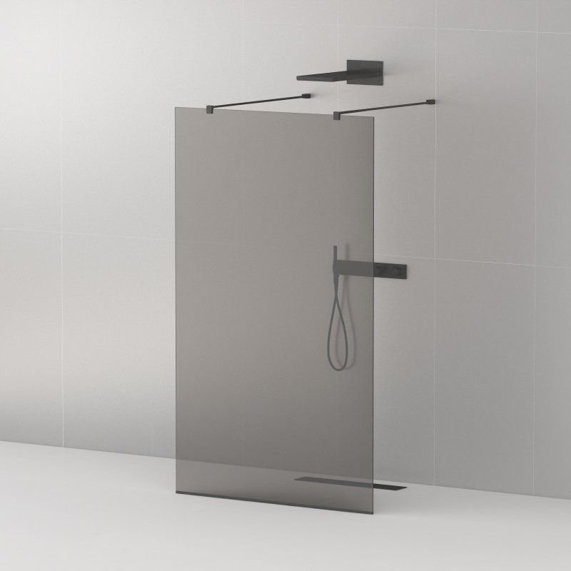 Душевая перегородка Cezares (Цезарис) Liberta-L-2-120-120-GR-NERO с возможностью двустороннего входа, стекло графит 8 мм, профиль черный, 120x120x195 см