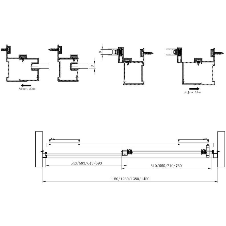Душевая дверь Cezares (Цезарис) Lux-Soft-W-BF-1-140-C-Cr-IV, цвет профиля хром, стекло прозрачное 8 мм 200х140 см