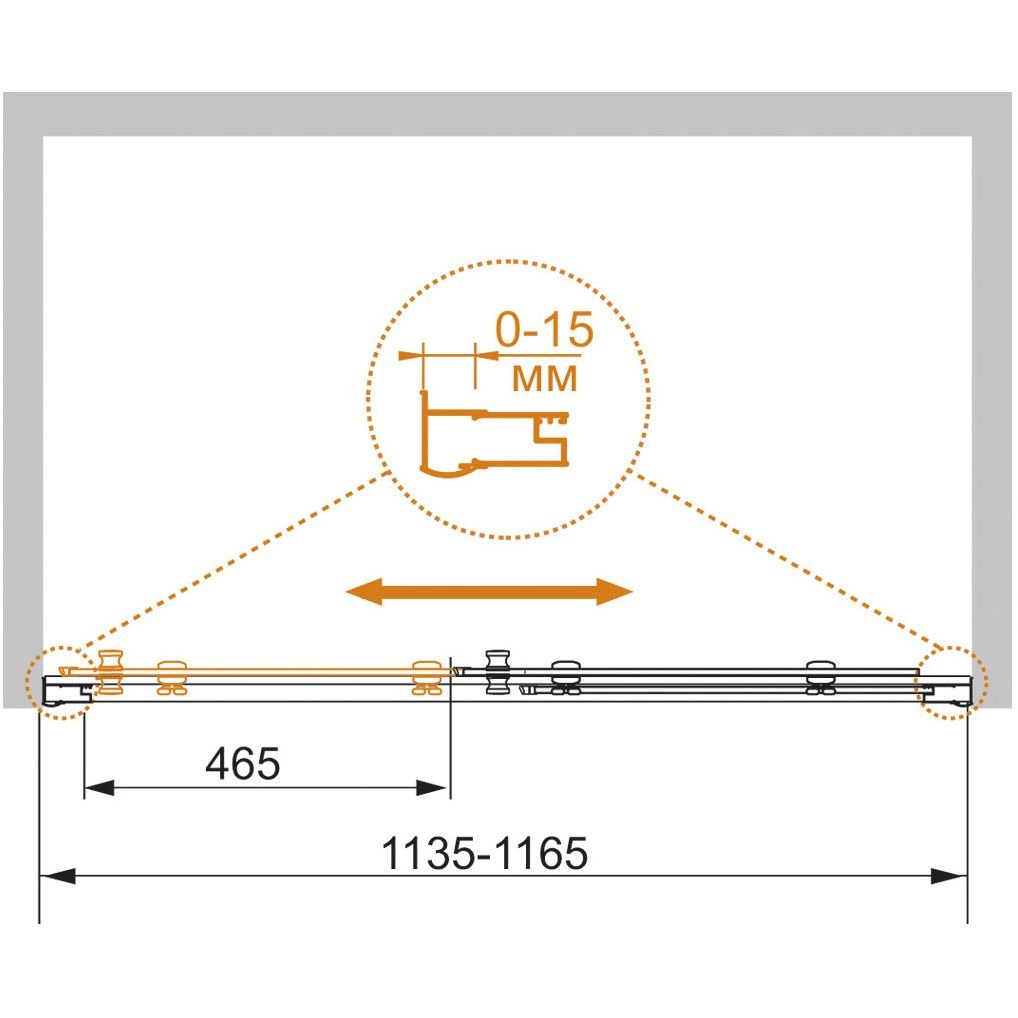 Душевая дверь Cezares (Цезарис) Pratico-BF-1-115-C-Cr, цвет профиля хром, стекло прозрачное 5 мм 185х115 см