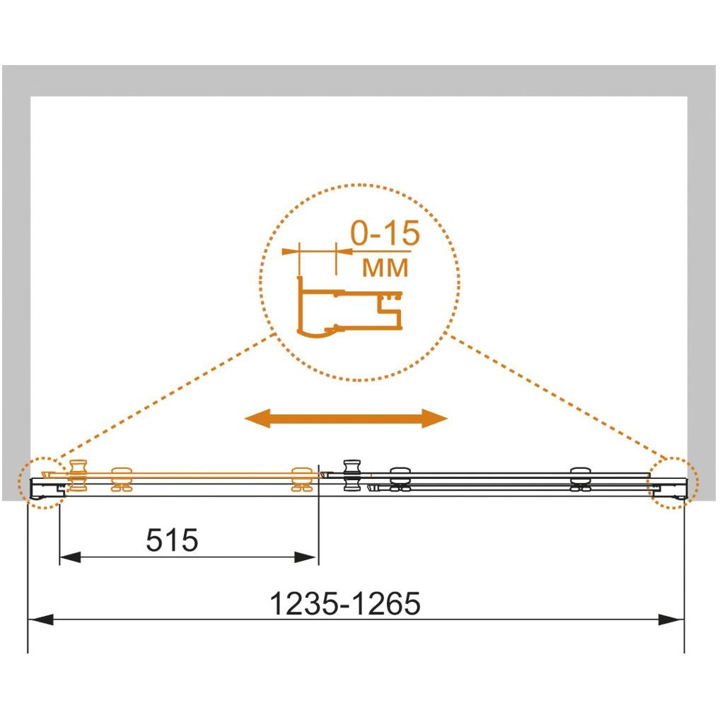 Душевая дверь Cezares (Цезарис) Pratico-BF-1-125-C-Cr, цвет профиля хром, стекло прозрачное 5 мм 185х125 см