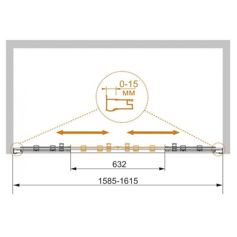 Душевая дверь Cezares (Цезарис) Pratico-BF-2-160-C-Cr, цвет профиля хром, стекло прозрачное 5 мм 185х160 см