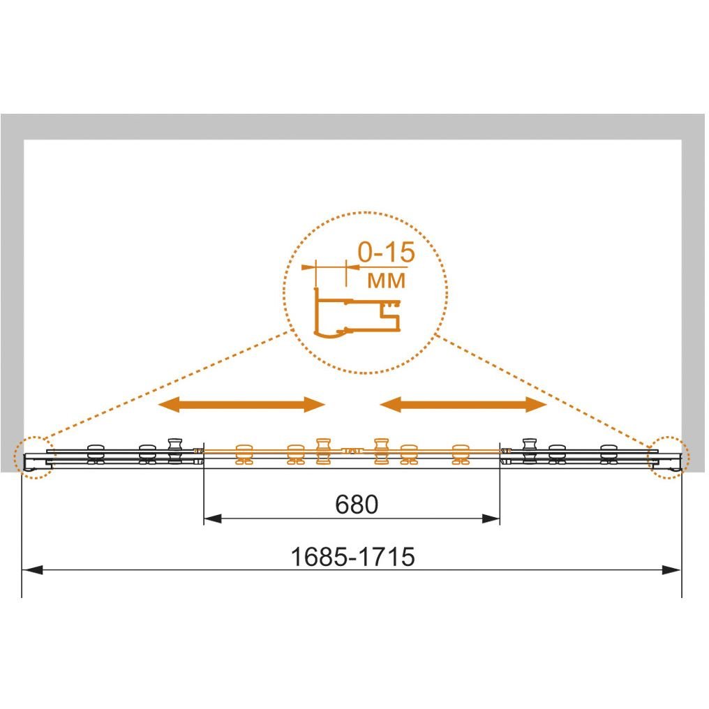 Душевая дверь Cezares (Цезарис) Pratico-BF-2-170-C-Cr, цвет профиля хром, стекло прозрачное 5 мм 185х170 см