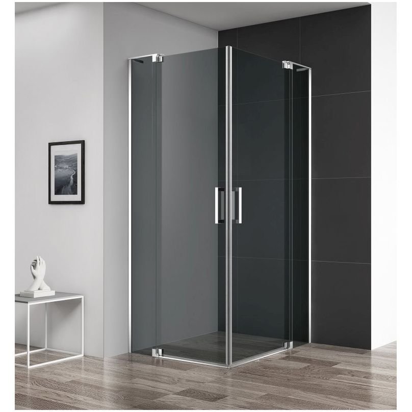 Душевой уголок Cezares (Цезарис) Slider-A-2-90/100-GRIGIO-Cr, цвет профиля хром, стекло прозрачное 8 мм 100х195х100 см