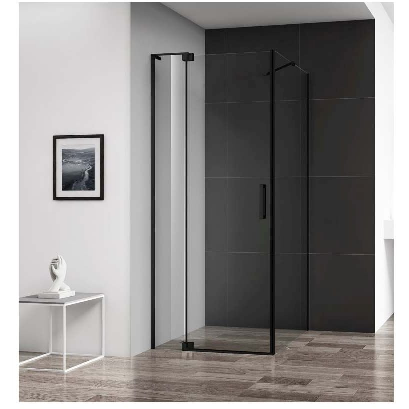Душевой уголок Cezares (Цезарис) Slider-AH-1-90-100/110-C-NERO, цвет профиля черный матовый, стекло прозрачное 8 мм 110х195х90 см