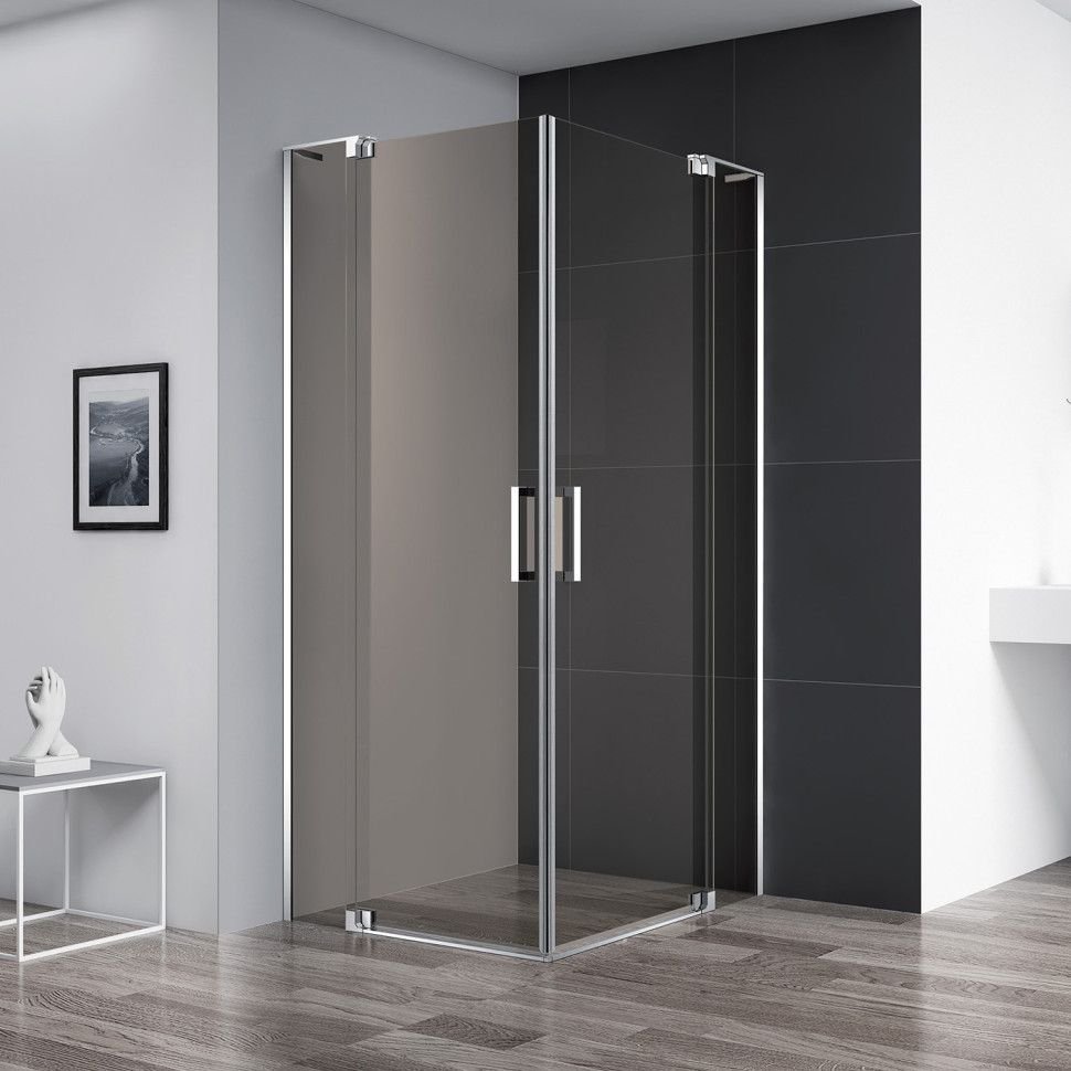 Душевой уголок Cezares (Цезарис) Slider-AH-2-90/100-100/110-BR-Cr, цвет профиля хром, стекло прозрачное 8 мм 110х195х100 см