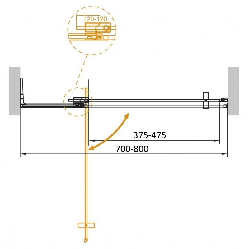 Душевая дверь Cezares Slider-B-1-70/80-BR-NERO, цвет профиля чёрный матовый, стекло прозрачное 8 мм 195х80 см