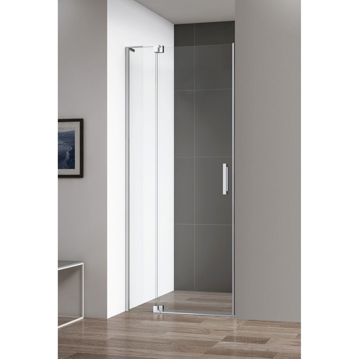 Душевая дверь Cezares (Цезарис) Slider-B-1-80/90-C-Cr, цвет профиля хром, стекло прозрачное 8 мм 195х90 см