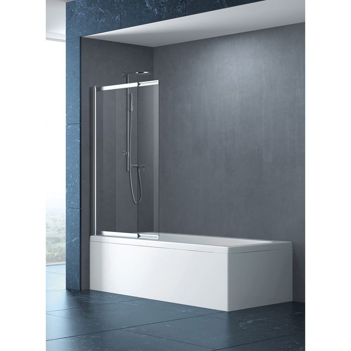 Душевая шторка на ванну Cezares (Цезарис) Slider-VF-11-80/150-C-Cr, цвет профиля хром, стекло прозрачное 5 мм 150х80 см