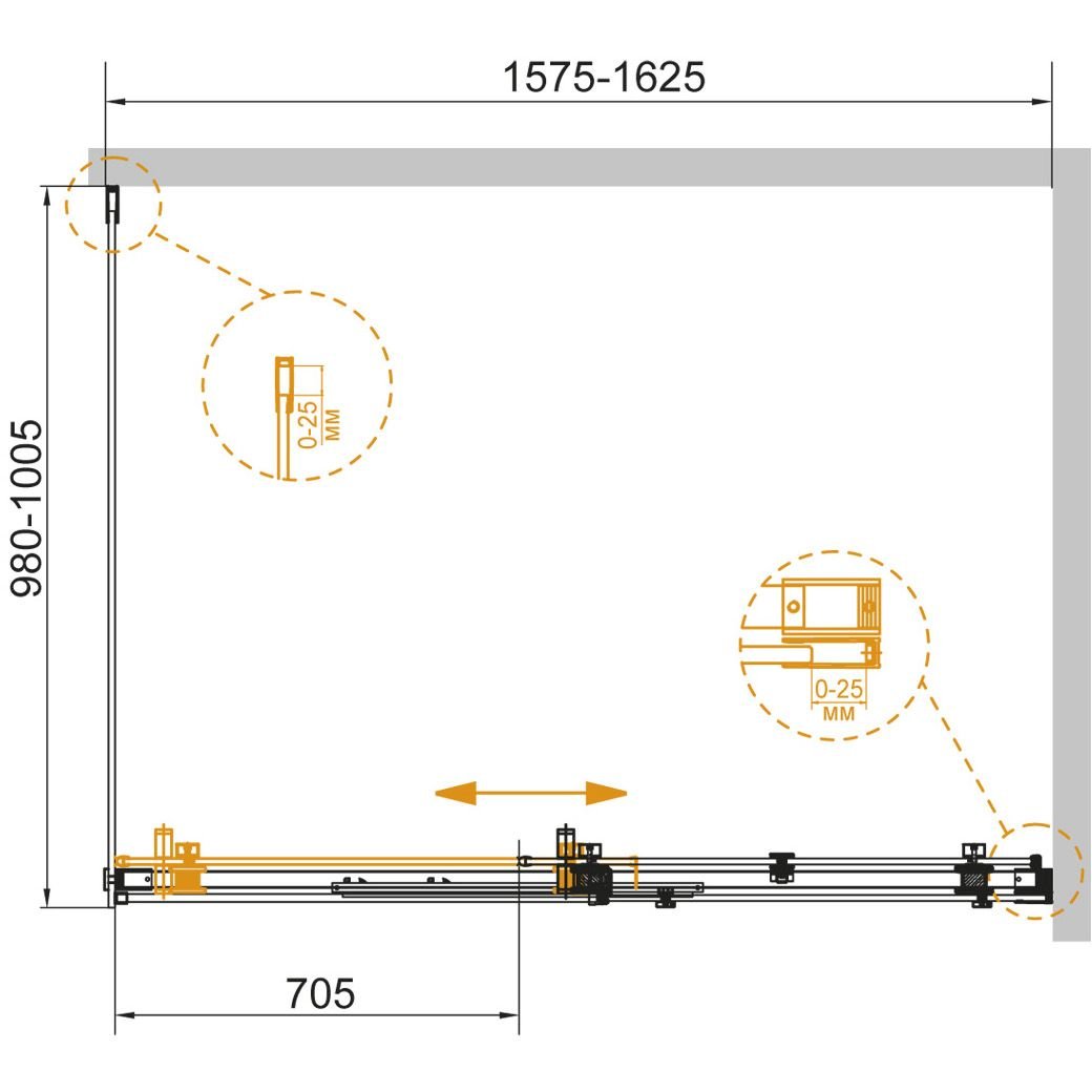 Душевой уголок Cezares (Цезарис) Stylus-SOFT-AH-1-160/100-C-Cr, цвет профиля хром, стекло прозрачное 8 мм 160х195х100 см