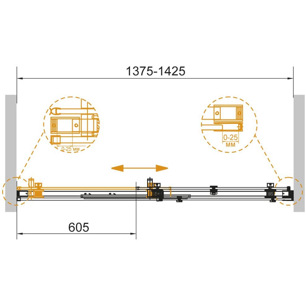 Душевая дверь Cezares (Цезарис) Stylus-SOFT-BF-1-140-C-Cr с доводчиками цвет профиля хром, стекло прозрачное 8 мм 195х140 см