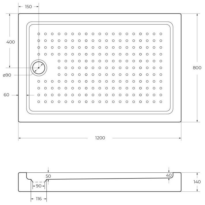 Душевой поддон Cezares Tray-A-AH-120/80-15-W0 акриловый без сифона цвет белый 120х80х15 см