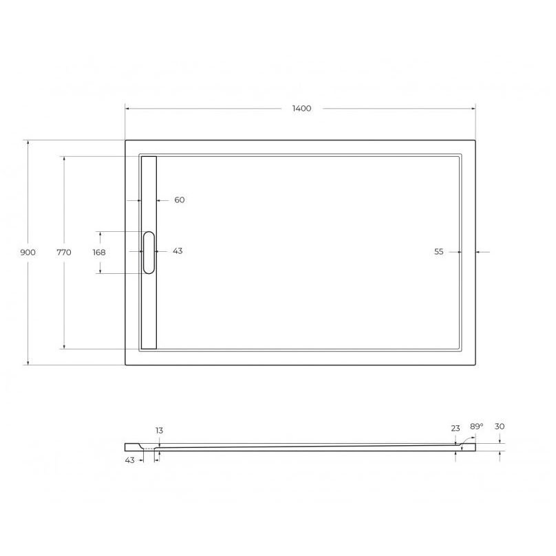 Душевой поддон Cezares Tray-AS-AH-140/90-30-W из искусственного мрамора, цвет белый 140х90х3 см