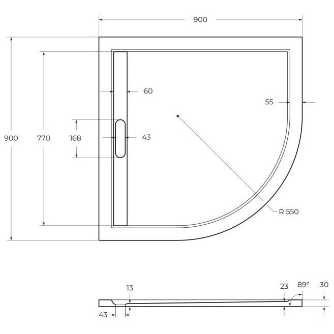 Душевой поддон Cezares Tray-AS-R-90-30-W из искусственного мрамора, цвет белый 90х90х3 см