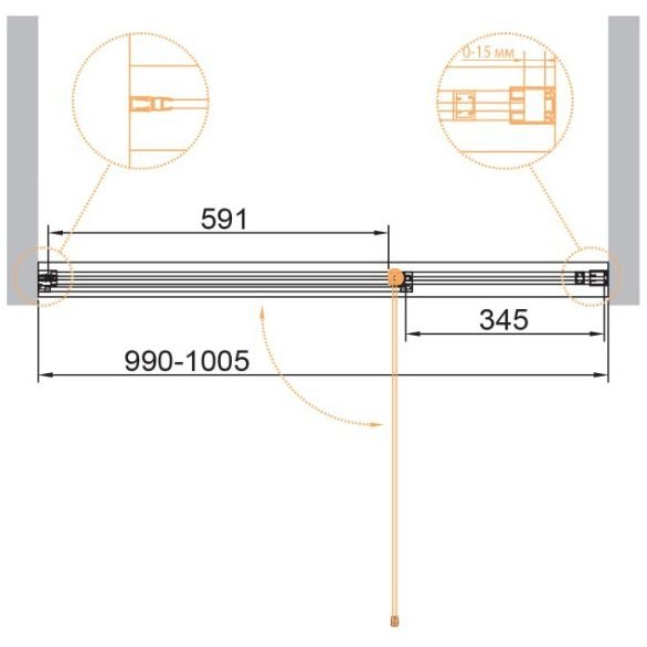 Душевая дверь Cezares (Цезарис) Urban-B-12-100-C-NERO, цвет профиля черный матовый, стекло прозрачное 6 мм 100х195 см