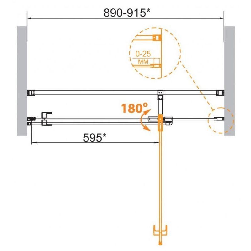 Душевая дверь Cezares (Цезарис) Valvola-B-1-90-C-Cr, цвет профиля хром, стекло прозрачное 8 мм 90х195 см