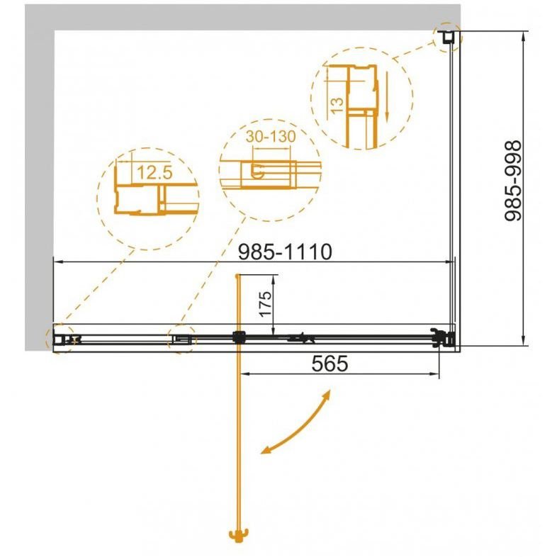 Душевой уголок Cezares (Цезарис) Variante-AH-1-100/110-100-C-Cr, цвет профиля хром, стекло прозрачное 6 мм 110х195х100 см