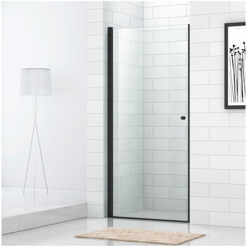 Душевая дверь Cezares (Цезарис) Eco-O-B-1-80-C-NERO, цвет профиля черный матовый, стекло прозрачное 6 мм 80х190 см