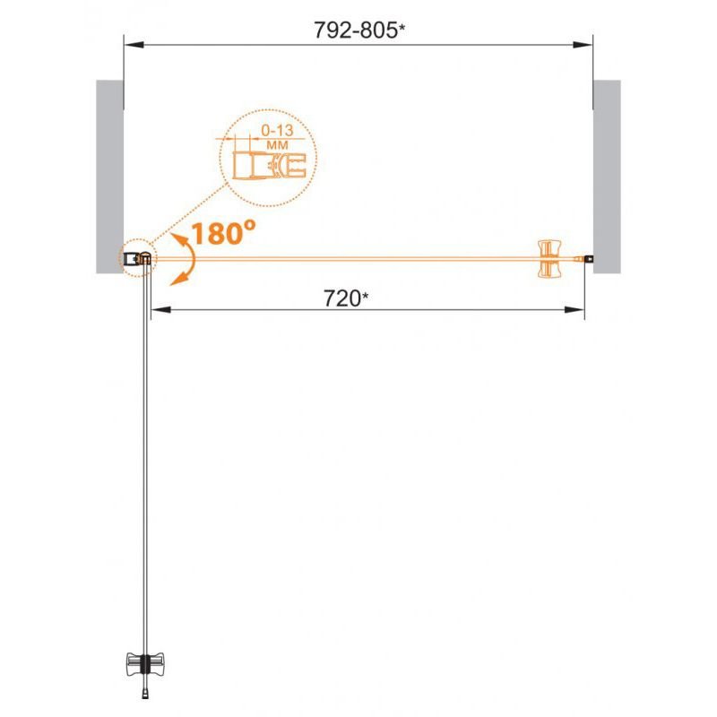 Душевая дверь Cezares (Цезарис) Eco-O-B-1-80-C-NERO, цвет профиля черный матовый, стекло прозрачное 6 мм 80х190 см