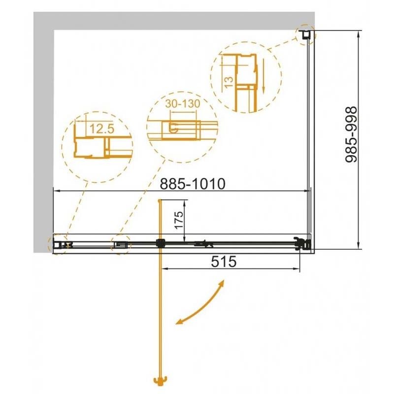 Душевой уголок Cezares (Цезарис) Variante-AH-1-90/100-100-C-Cr, цвет профиля хром, стекло прозрачное 6 мм 100х195х100 см
