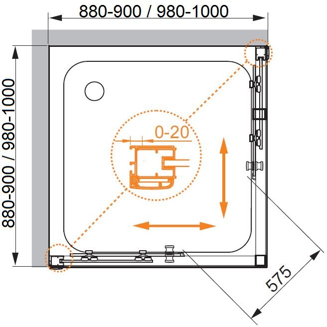 Душевой уголок Cezares (Цезарис) ANIMA-W-A-2-100-P-Cr, цвет профиля хром, стекло матовое 6 мм 100х200х100 см