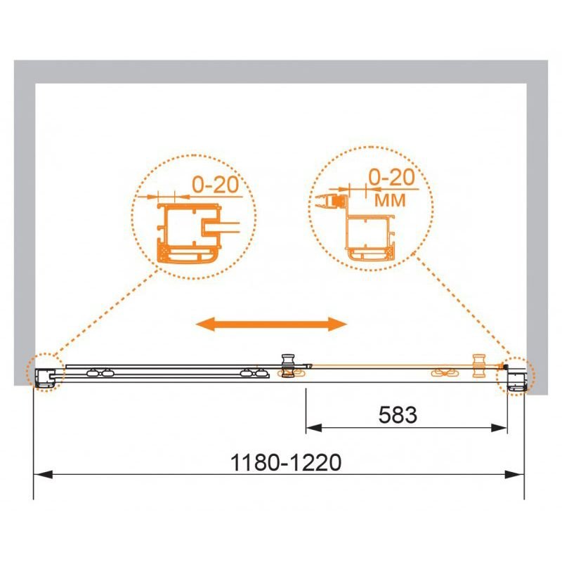 Душевая дверь Cezares (Цезарис) ANIMA-W-BF-1-120-P-Cr, цвет профиля хром, стекло матовое 6 мм 120х195 см