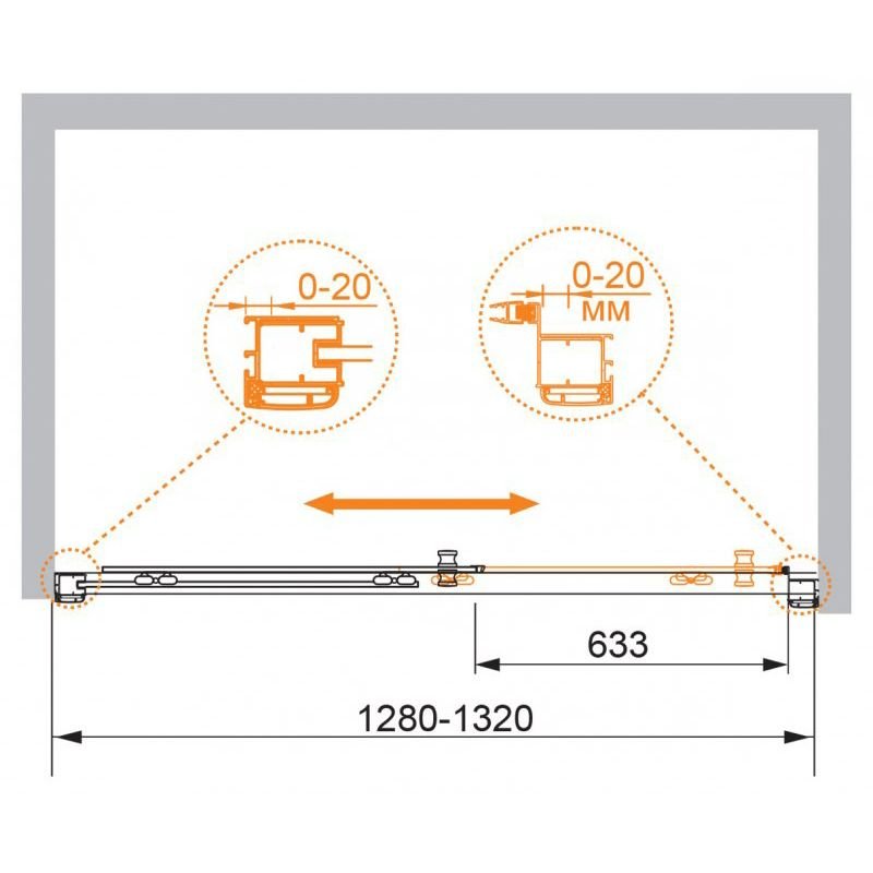 Душевая дверь Cezares (Цезарис) ANIMA-W-BF-1-130-P-Cr, цвет профиля хром, стекло матовое 6 мм 130х195 см