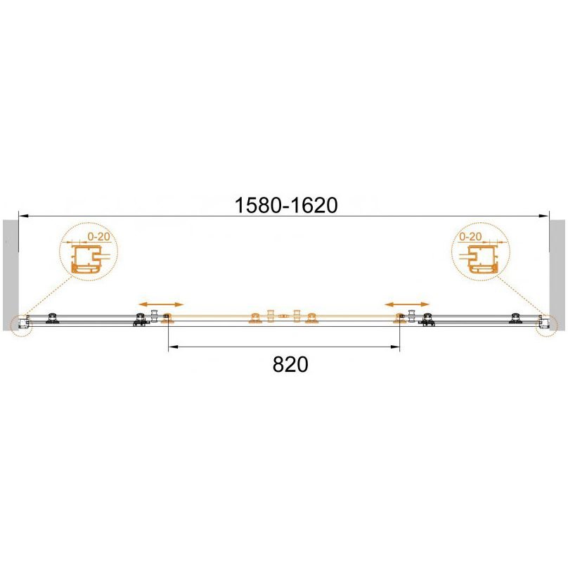 Душевая дверь Cezares (Цезарис) ANIMA-W-BF-2-160-C-Cr, цвет профиля хром, стекло прозрачное 6 мм 160х195 см