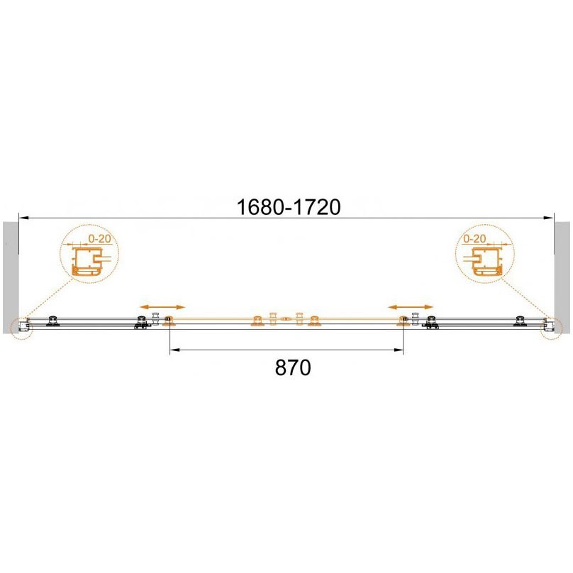 Душевая дверь Cezares (Цезарис) ANIMA-W-BF-2-170-C-Cr, цвет профиля хром, стекло прозрачное 6 мм 170х195 см